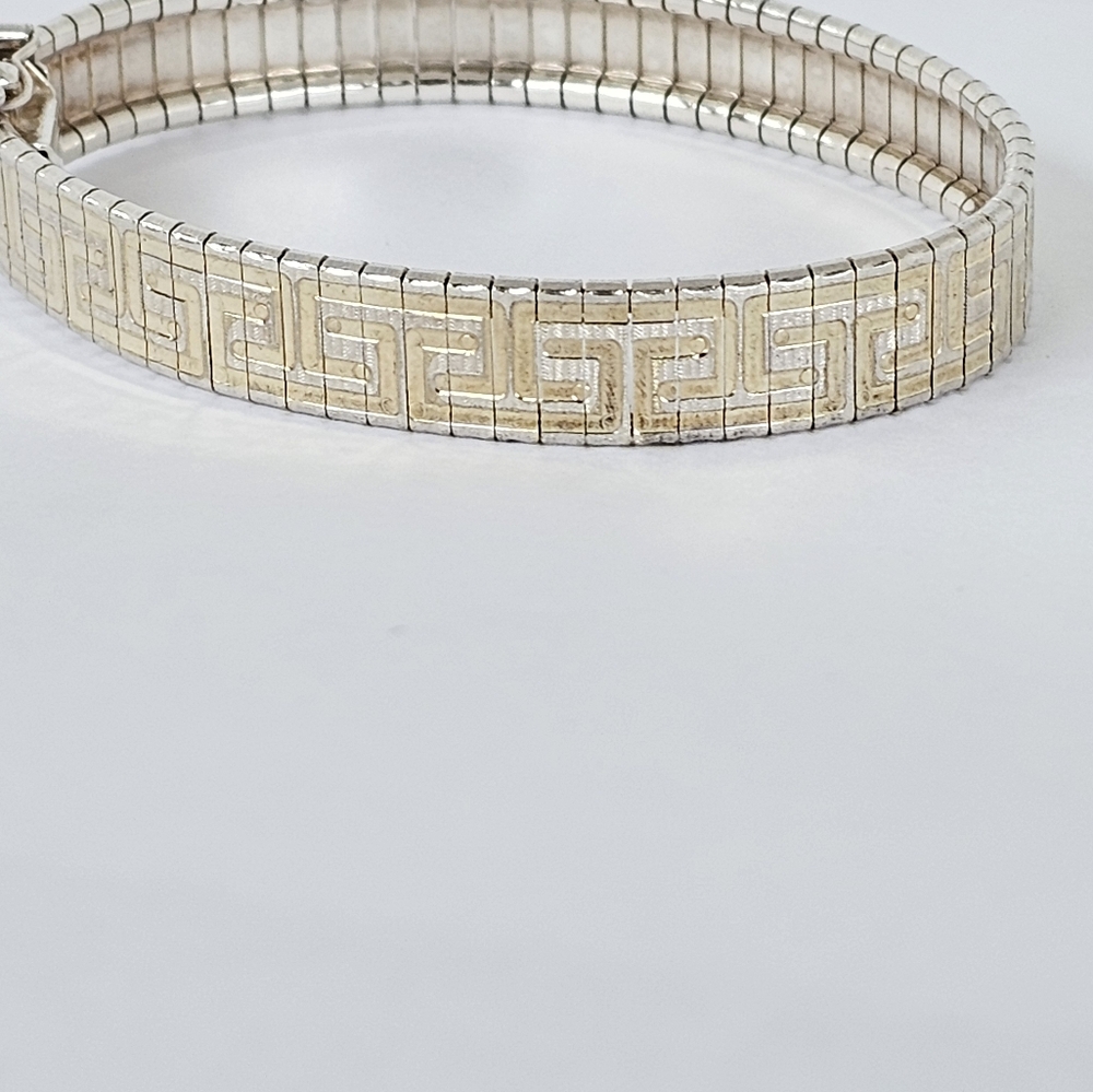 Vintage Two-toned Greek Style Bracelet! 14k/925!